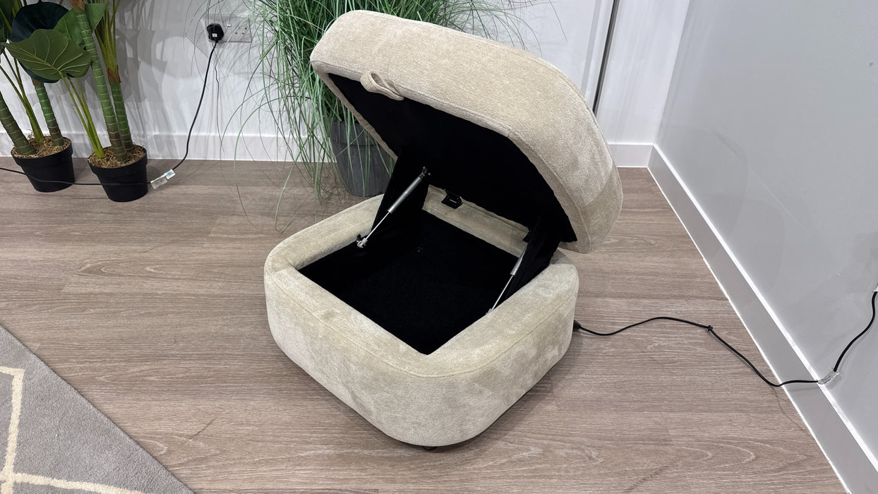 Sofology Sydney Fabric Storage Footstool in Lustre Chenille Natural