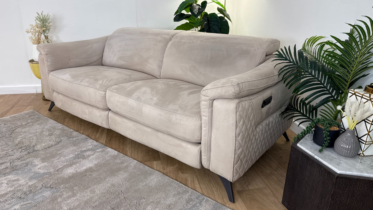 Sofology Ezra Fabric 3 Seater Power Recliner/Headrest in Tara Mink