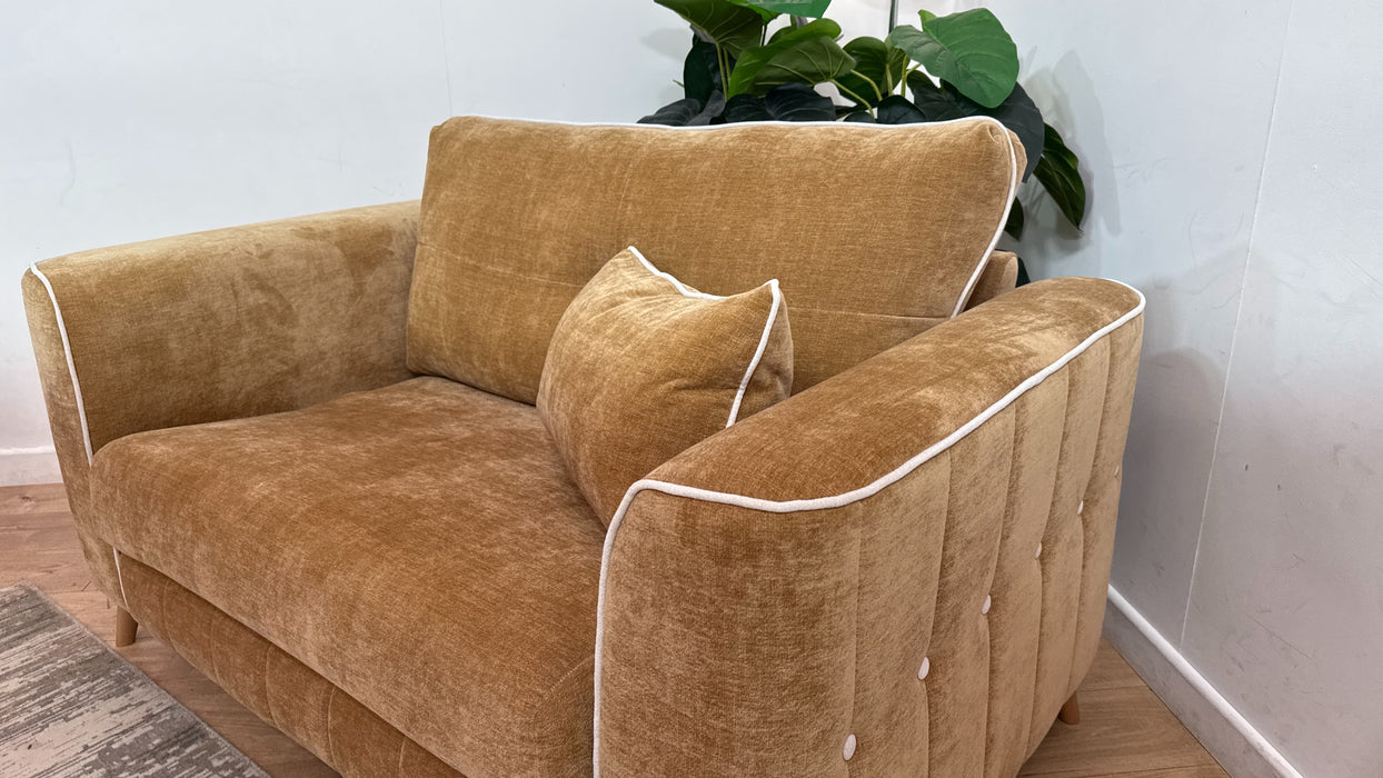Sofology Remy Fabric Loveseat in Soft Chenille Almond Mix With Natural Contrast Piping