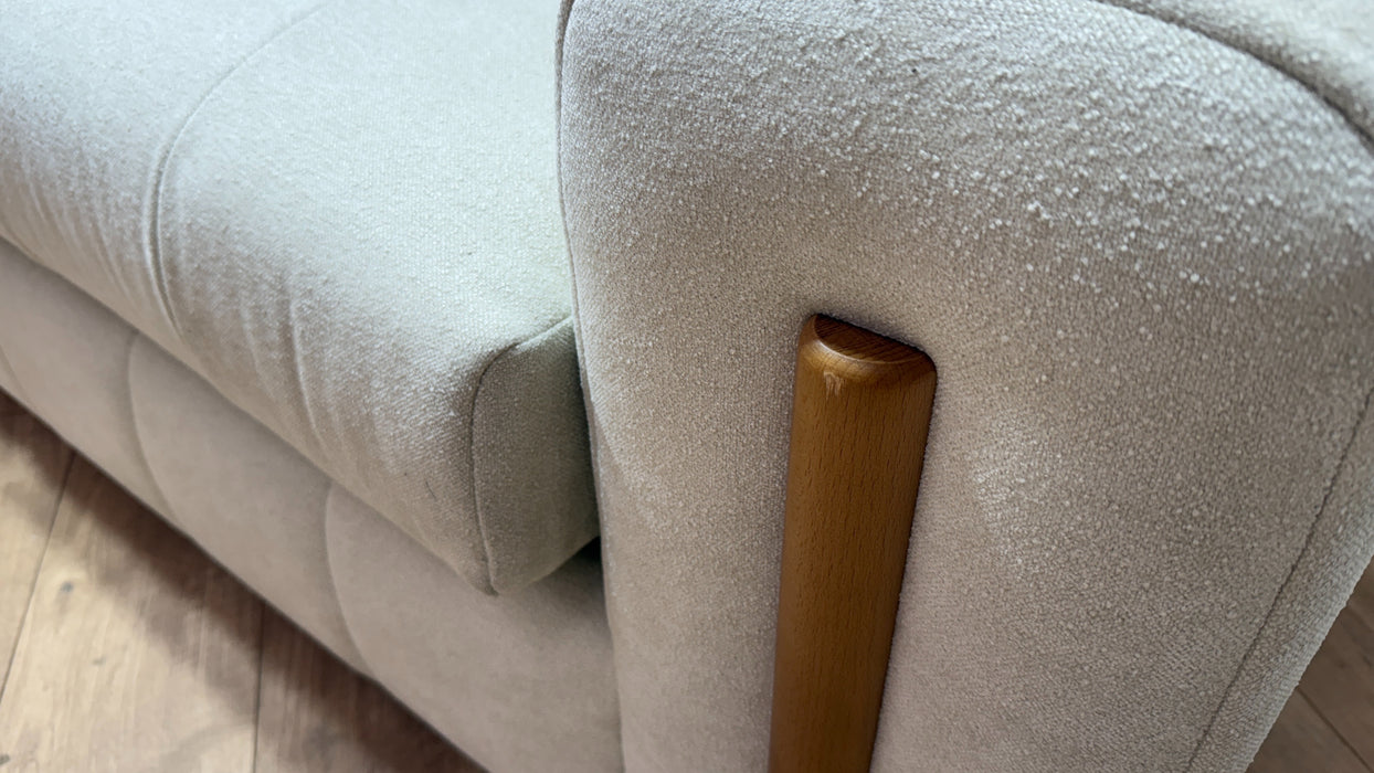 Sofology Soho Fabric 4 Seater Light Wood Trim in Micro Boucle Natural/Natural Mix