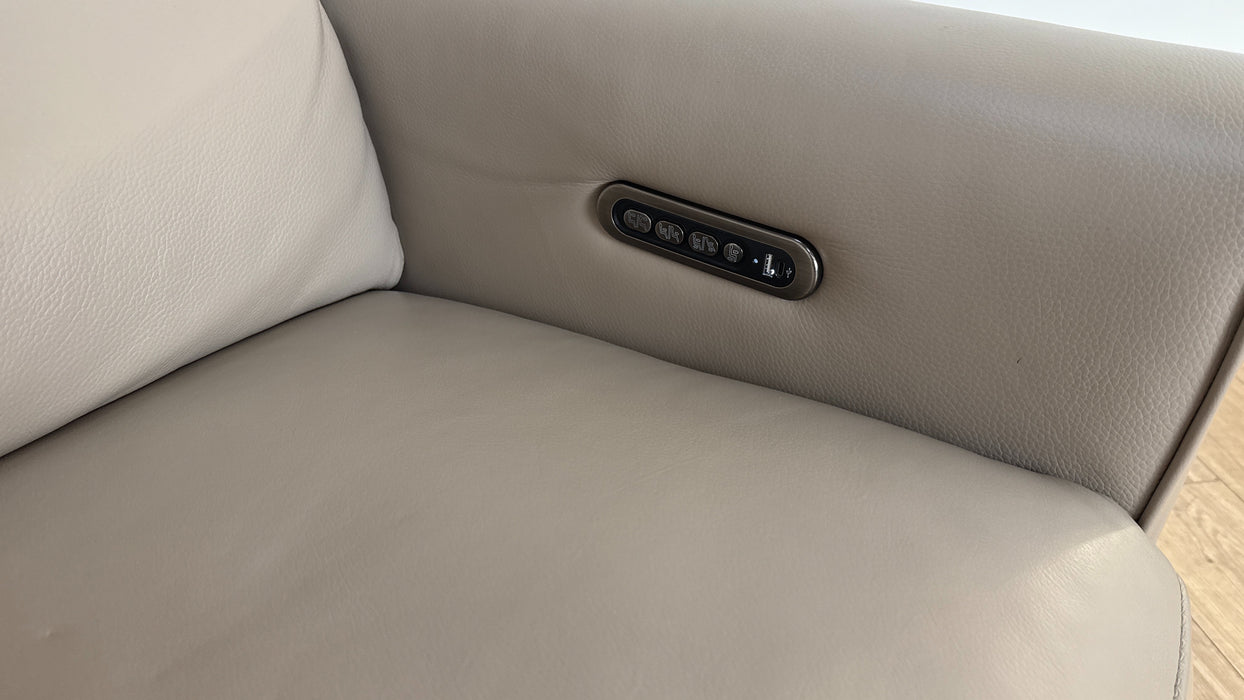 Sofology The Ravello Leather 2.5 Seater Power Recliner/Headrest Lumbar in Trusty Embossed Stone