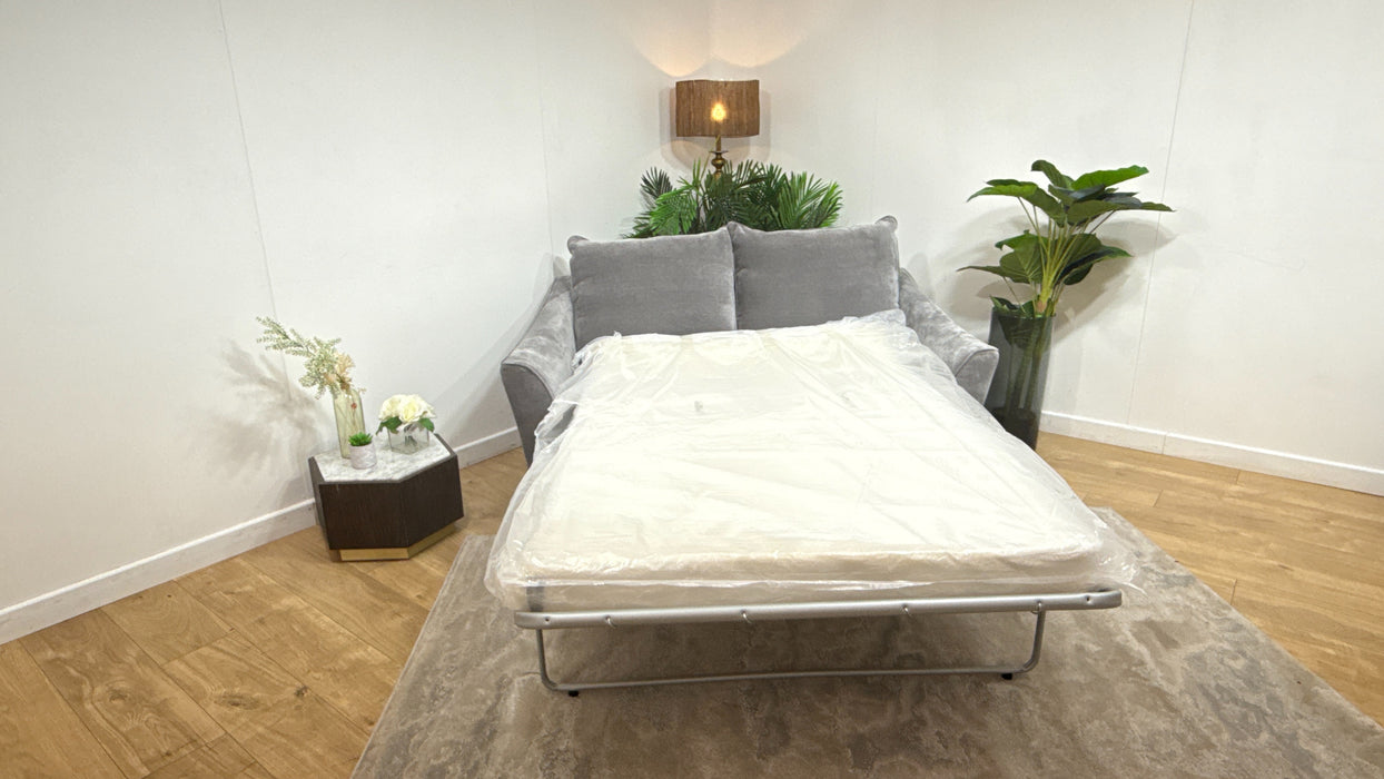 Sofology Holkham Fabric 2 Seater Sofa Bed Zoned Memory Foam Mattress in Fine Textured Chenille Steel Mix