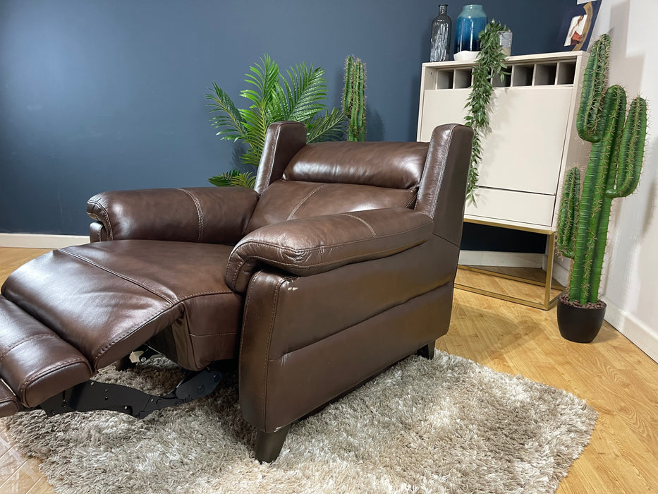 Lucca Metz Dark Brown Leather Chair Power Recliner (WA2)