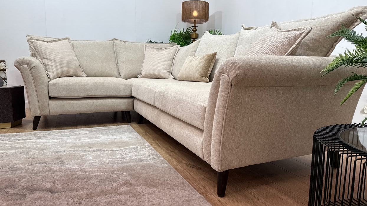 Sofology Beaumont Fabric 1 Corner 3 Foam Seats in Linen Look Chenille Natural Mix