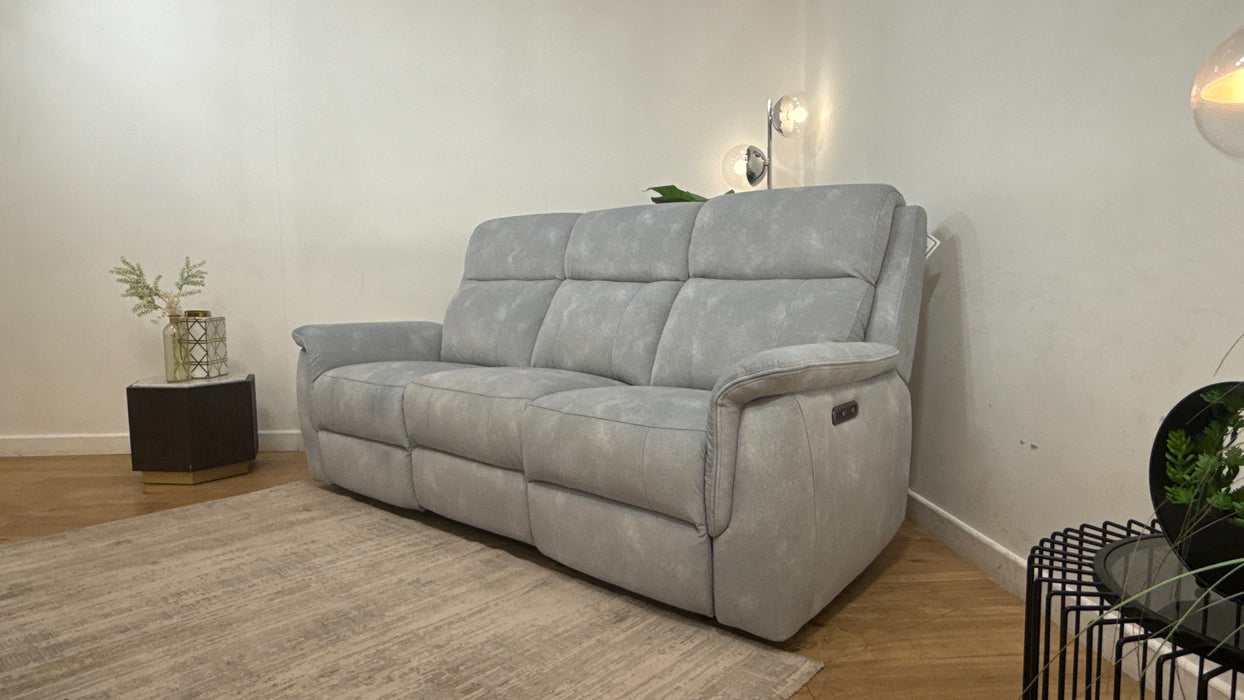 Sofology Bradie Fabric 3 Seater Power Recliner in Lifestyle Flecked Silver
