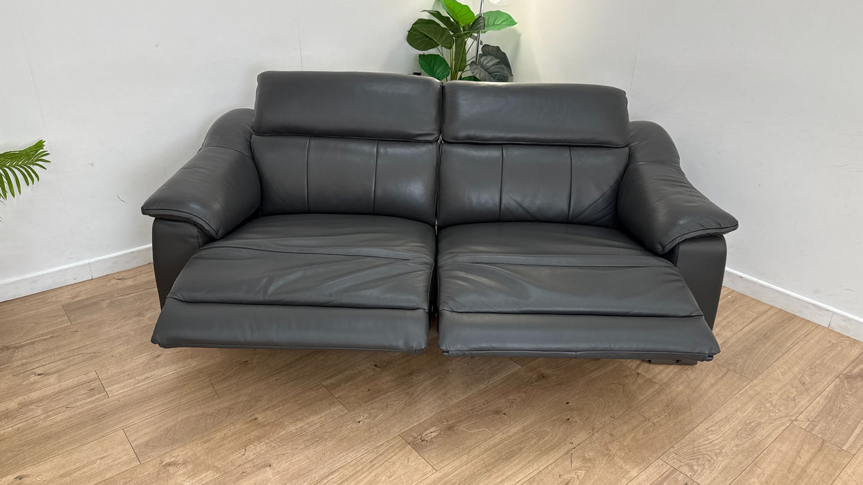 Sofology The Carrera 2.5 Seater Recliner Sofa in Trusty Embossed Leather Charcoal