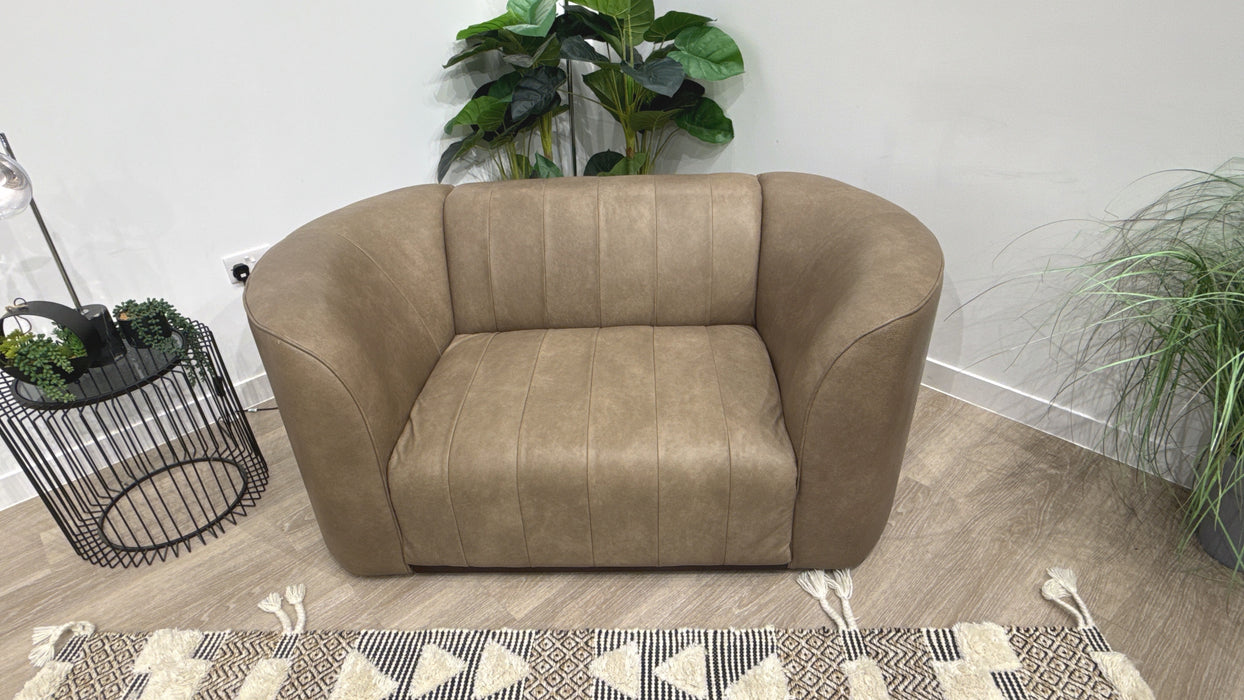Sofology Fitzrovia Leather Loveseat in  Relaxed Natural