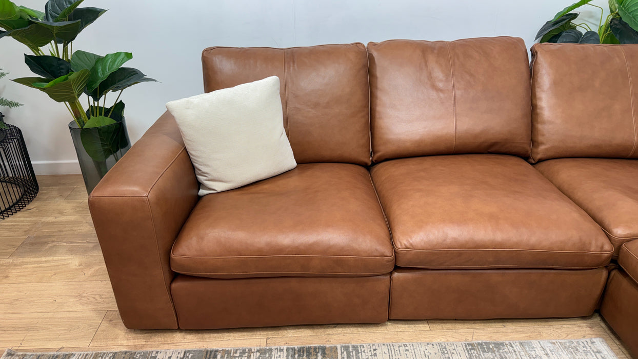 Sofology Retreat Leather 2 Corner 2 in Relaxed Soft Tan Mix