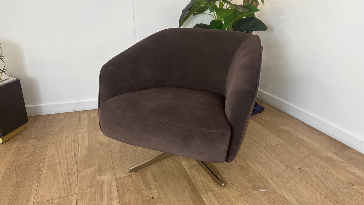Sofology Adler Fabric Swivel Chair in Lifestyle Mottled Dark Chocolate