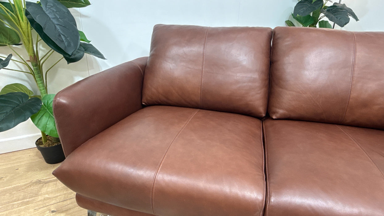 Sofology Adler Leather 4 Seater Asymmetric in Relaxed Soft Brown