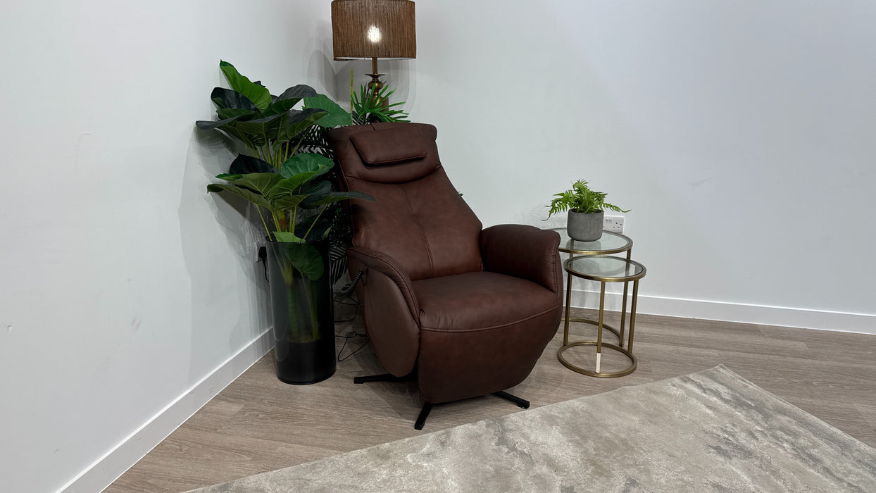 DFS Luxford Express Chair Power Rise & Recliner in Chestnut