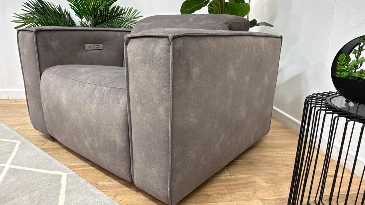 Sofology Horizon Fabric Loveseat Power Recliner in Lifestyle Flecked Mocha