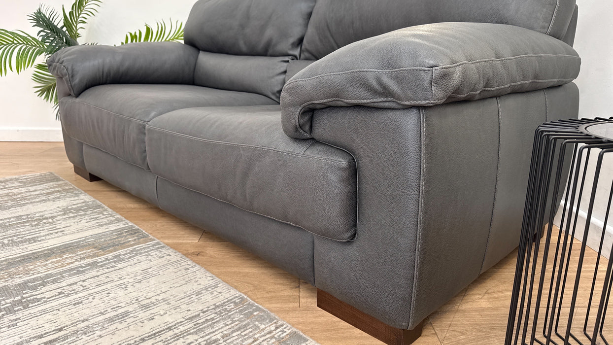 Sofology The Santino 2 Seater Leather Sofa in Apollo Grey