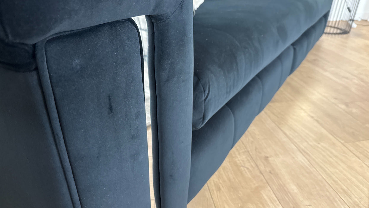 Sofology The Oscar 4 Seater Split Fabric Sofa in Super Matt Velvet Black Mix