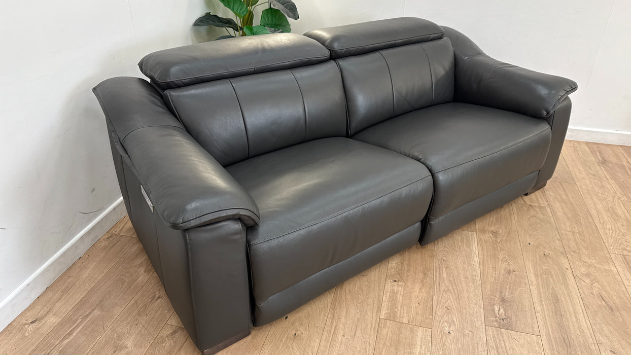 Sofology The Carrera 2.5 Seater Recliner Sofa in Trusty Embossed Leather Charcoal