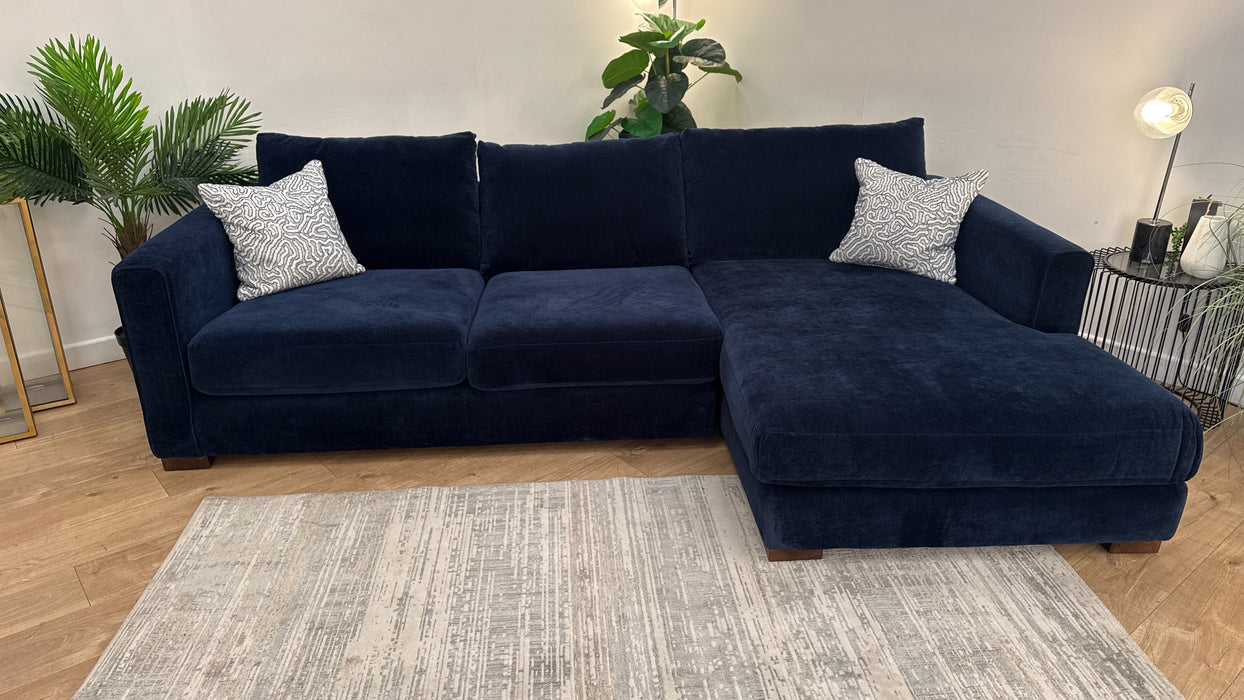 Sofology Majestica Fabric 2 Seater Chaise in Soft Chenille Navy Mix