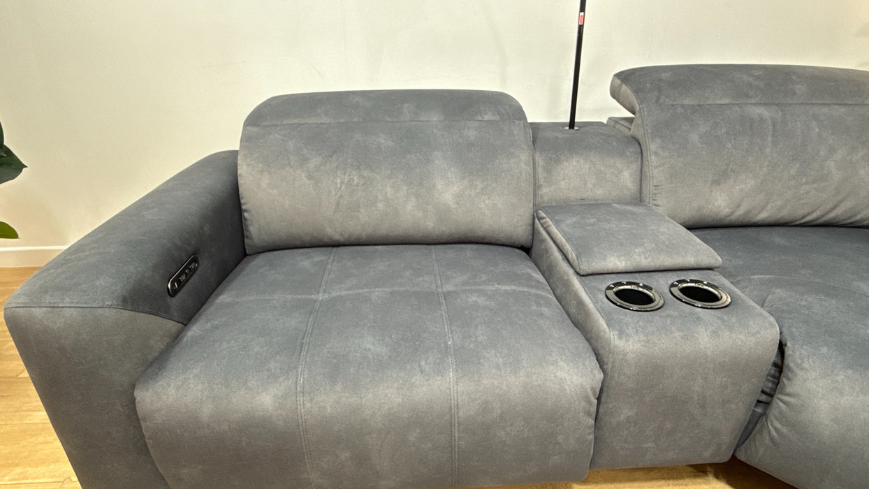 Sofology The Marvella Fabric 1.5 Console Corner 3 Power Recliner/Headrest in Lifestyle Flecked Charcoal