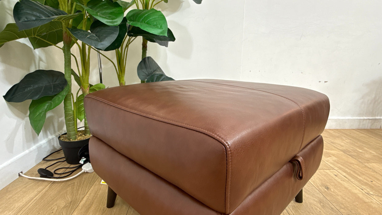 Sofology Adler Leather Storage Footstool in Relaxed Soft Brown