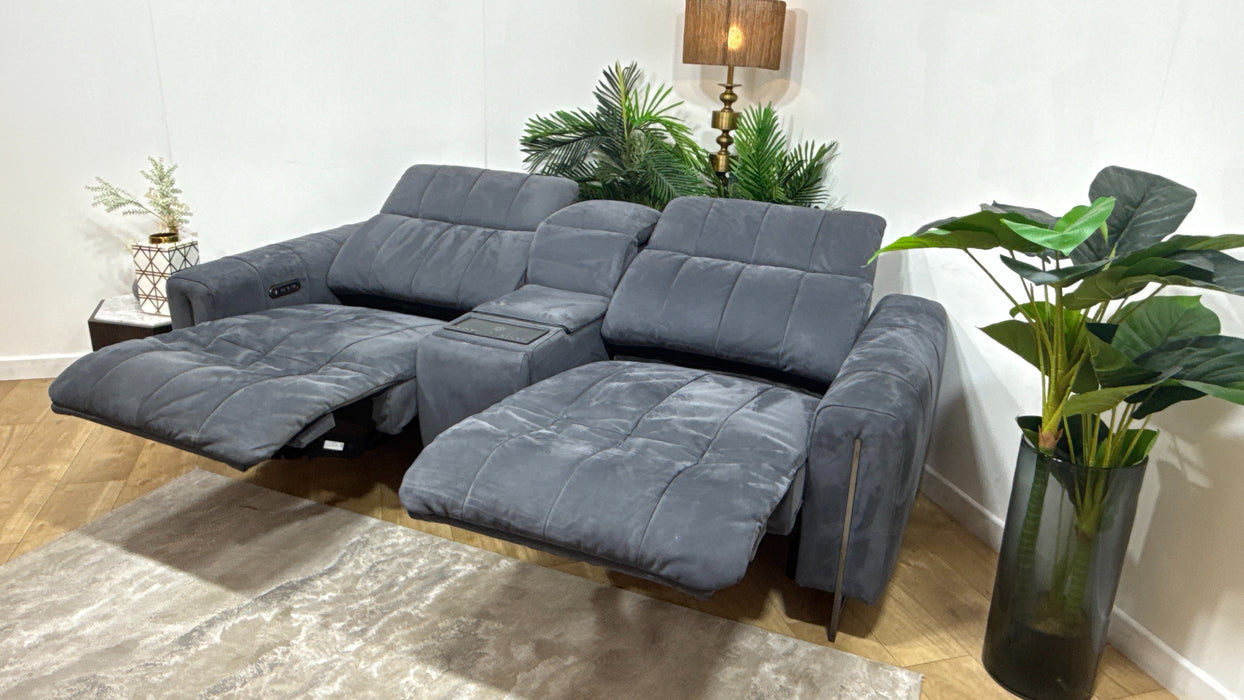 Sofology Paramount Fabric 2.5 Seater Console Power Recliner/Headrest Speakers in Lifestyle Nubuck Feel Charcoal