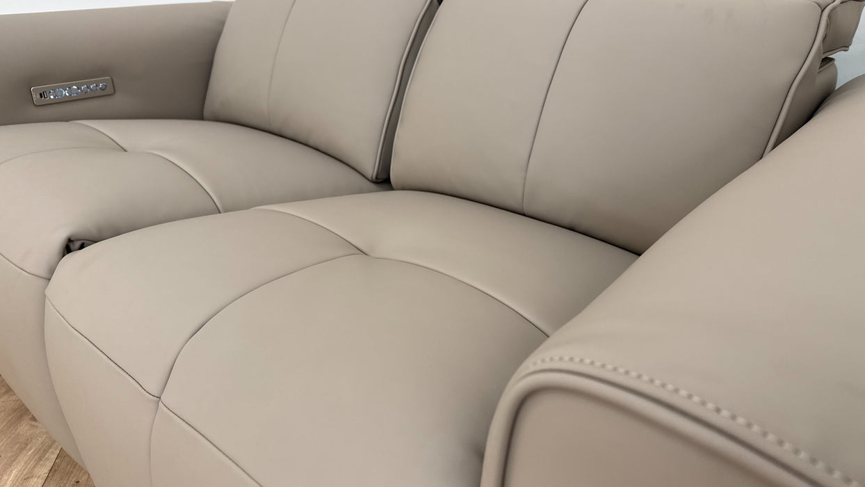 Sofology The Riviera Leather 2 Seater Power Recliner/Headrest in Trusty Super Matt Putty