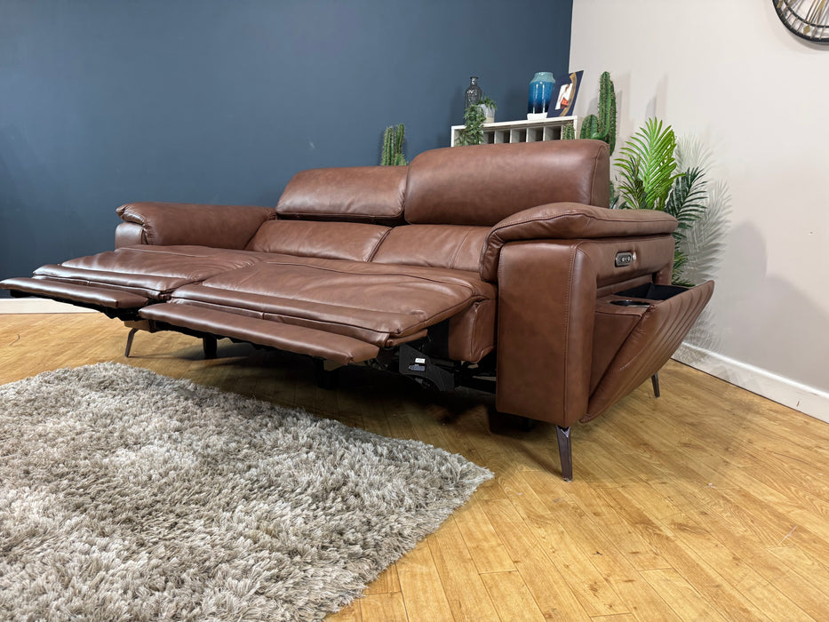 The Fratelli Leather 2.5 Seater - Trusty Embossed Chestnut - Power Headrest Power Recliner (WA2)