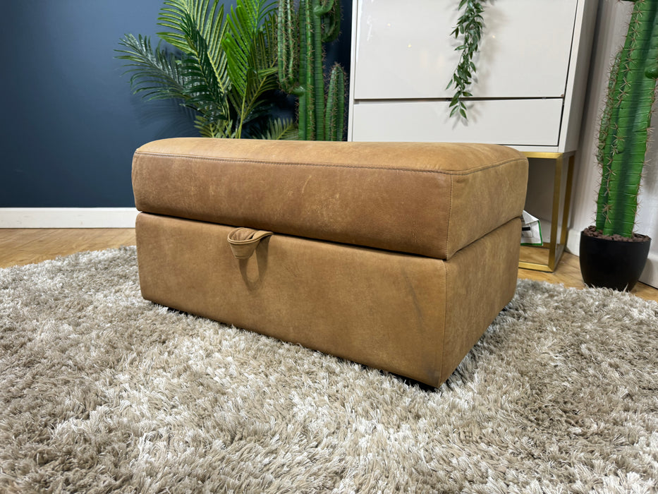 Downtown Storage Footstool - Character Tan Leather