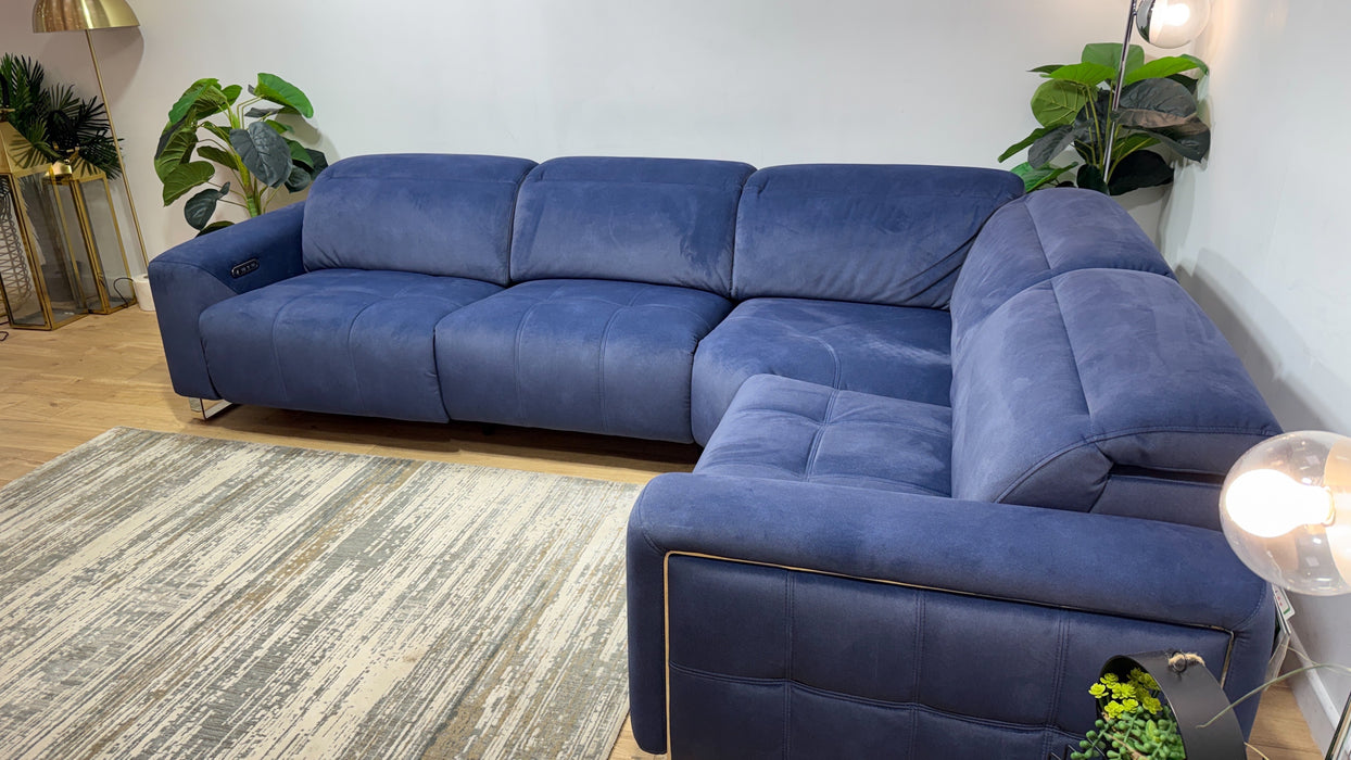 Sofology Marvella Fabric 3 Corner 1.5 Power Recliner/Headrest in Lifestyle Flecked Navy