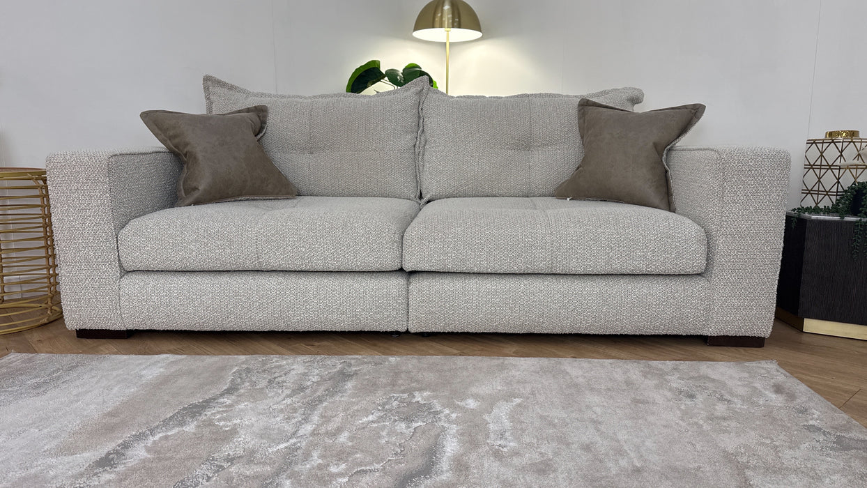 Sofology Artisan Fabric 4 Seater Split in Chunky Boucle Natural/Mink Mix