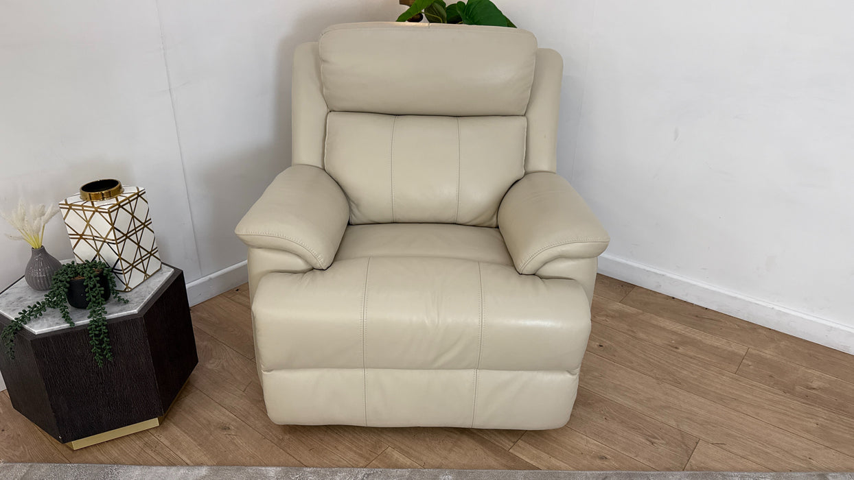 Sofology Gracie Leather Chair Power Recliner/Headrest in Trusty Sheen Bone China
