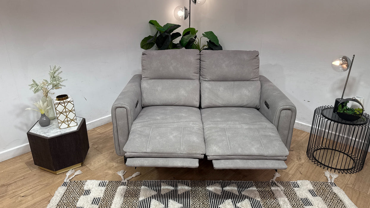 Sofology Ravello Fabric 2 Seater Power Recliner in Lifestyle Flecked Stone