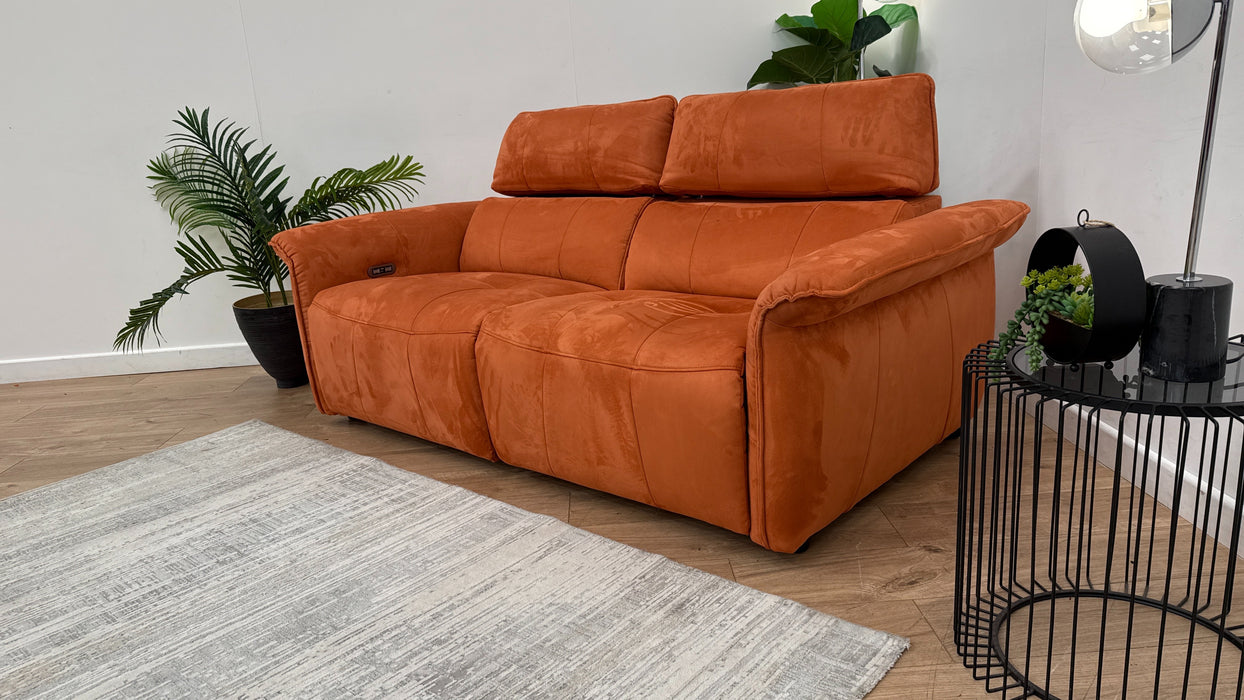 Sofology Cadenza Fabric 2.5 Seater Power Recliner/Headrest in Lifestyle Plush Burnt Orange