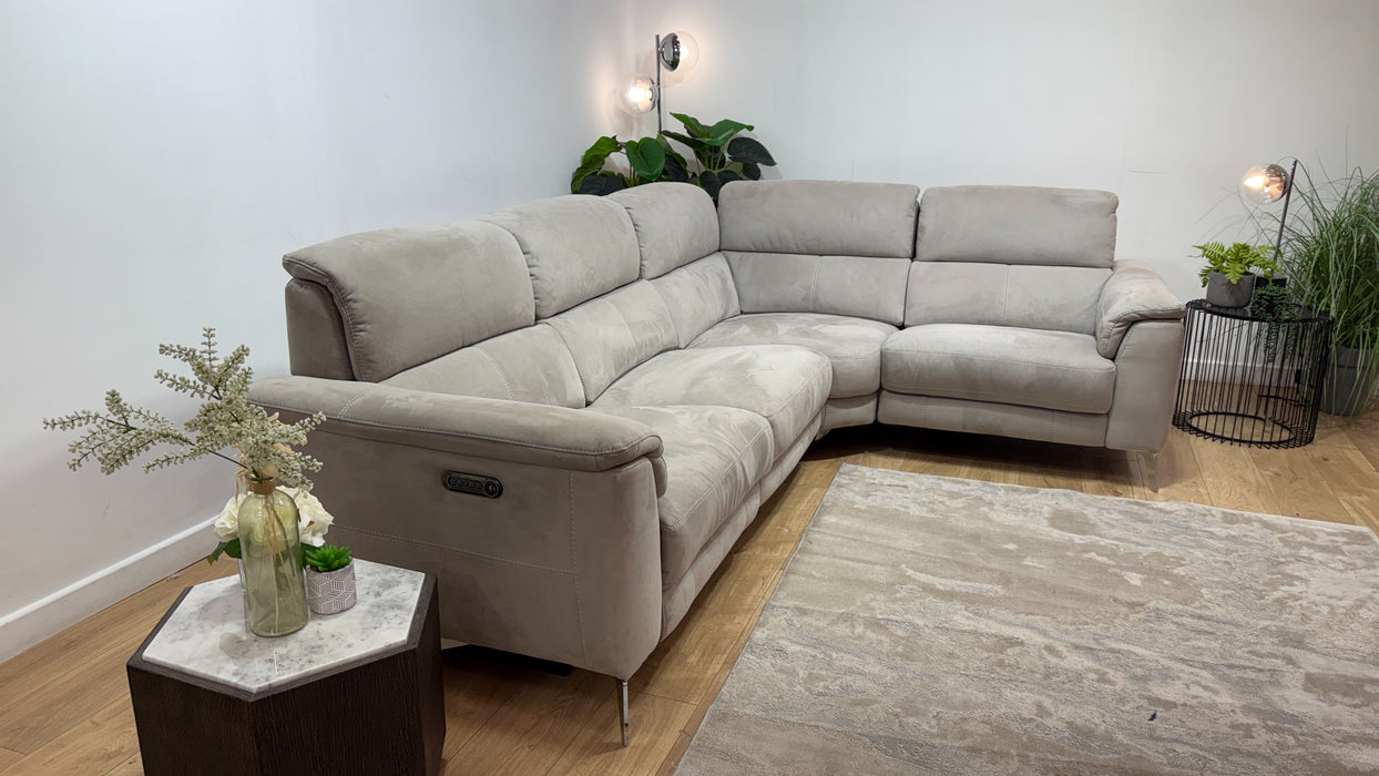 Sofology Illinois Fabric 2 Corner 1 Power Recliner/Headrest x 1 in Lifestyle Textured Grey