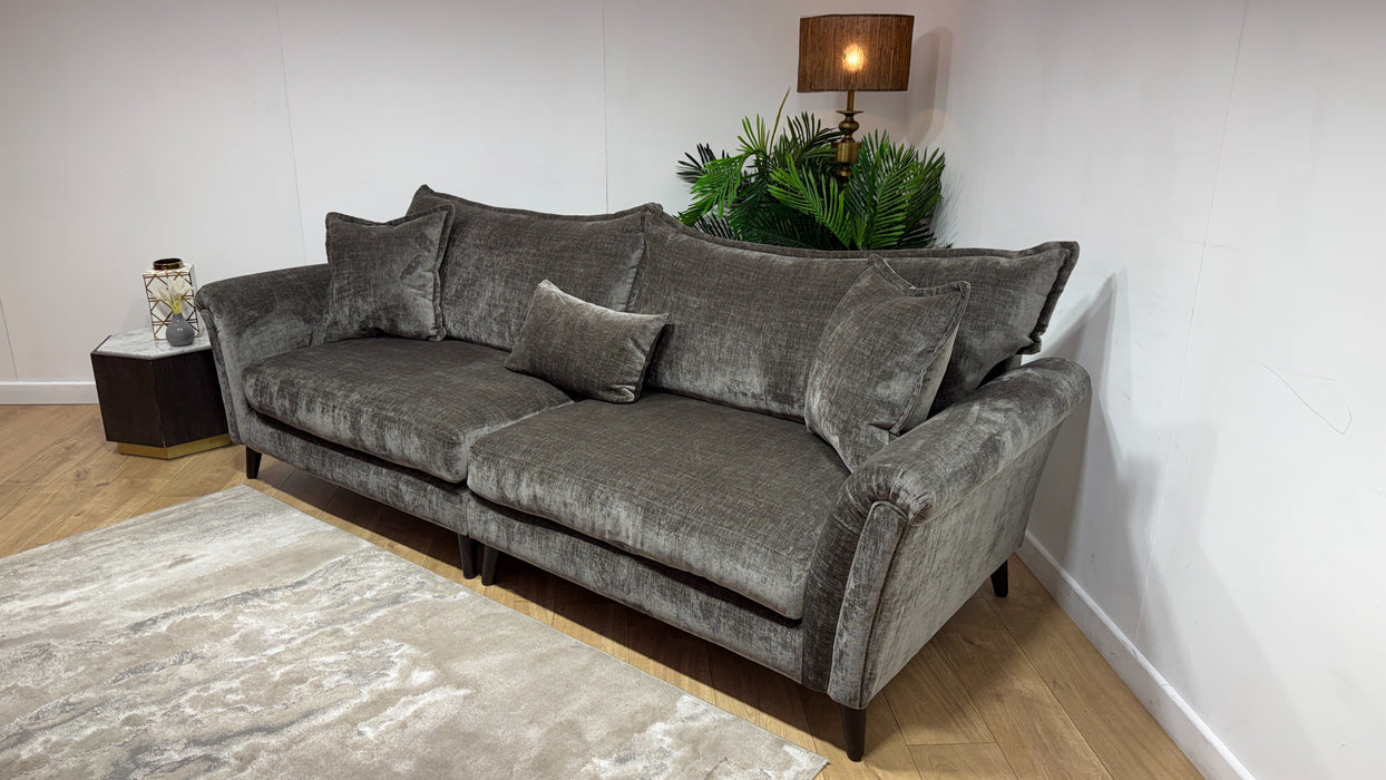 Sofology Beaumont Fabric 4 Seater Split Feather Flex Seats in Luxury Chenille Truffle