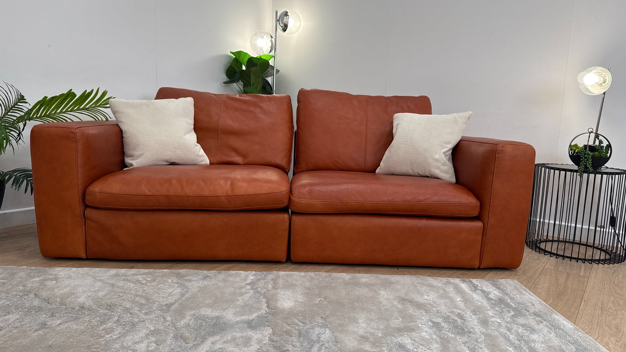 Sofology Retreat Leather 3 Seater in Amber