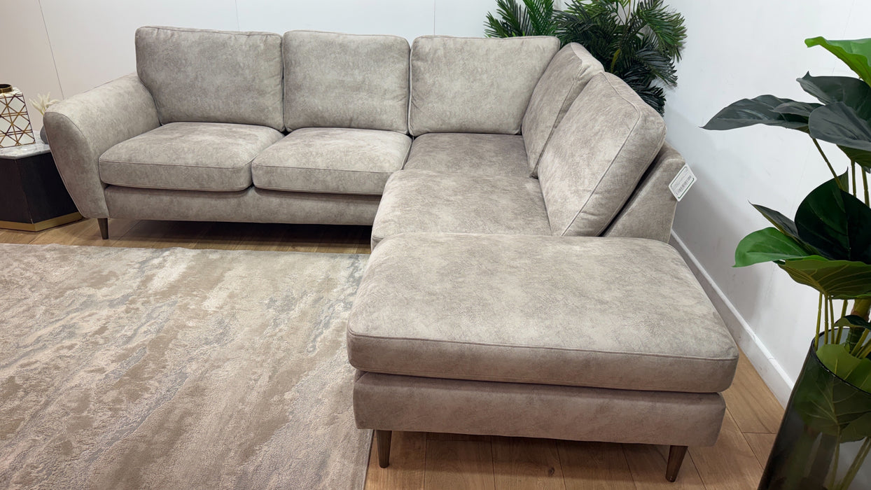 Sofology The Hackney Fabric 2 Corner 1 Chaise Memory Foam Seats in Lifestyle Dapple Fabric Stone Mix