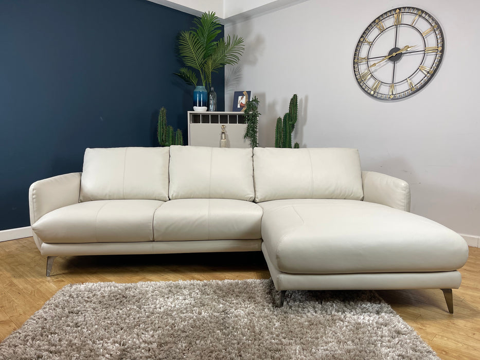 Adler Leather 3 Seater Chaise - Matt Leather Bone (WA2)