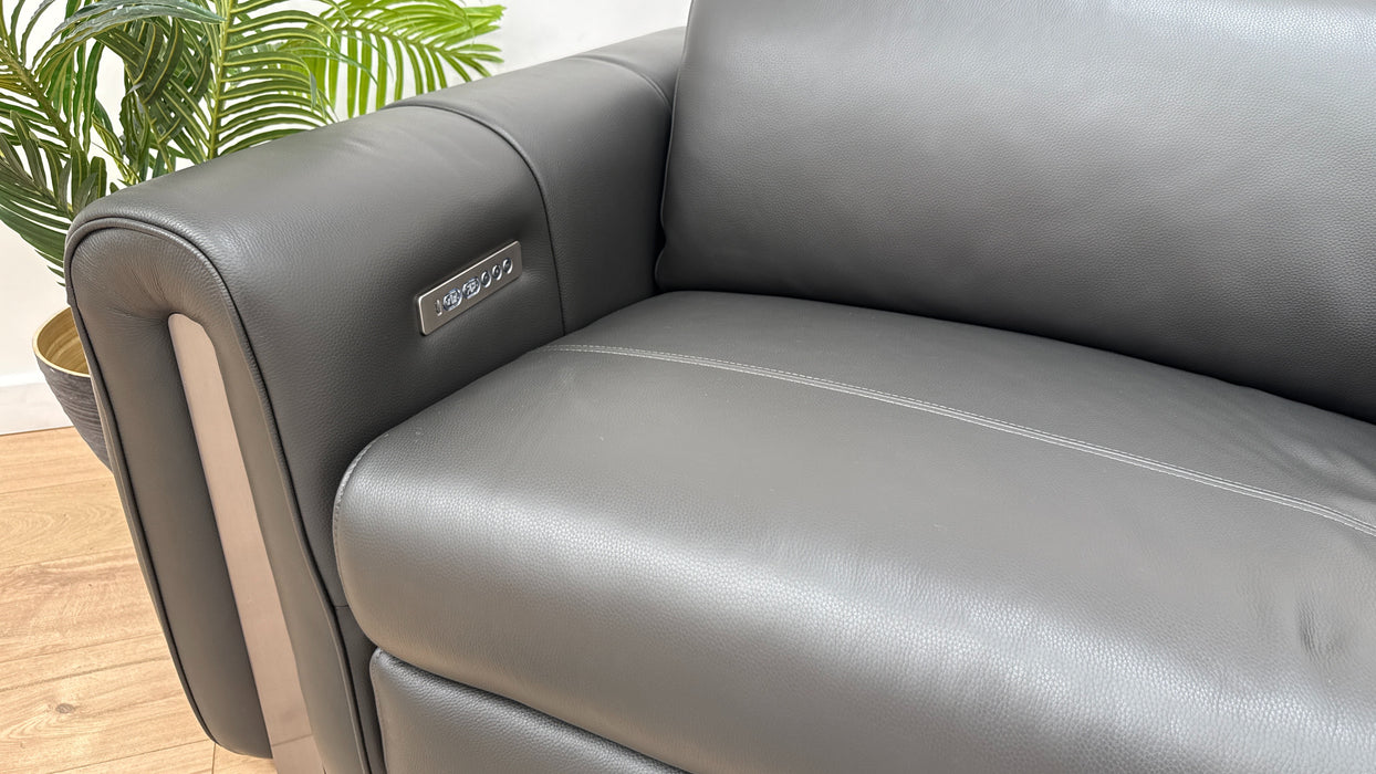 Sofology The Kingsbridge 2.5 Seater Leather Recliner Sofa in Trusty Embossed Charcoal