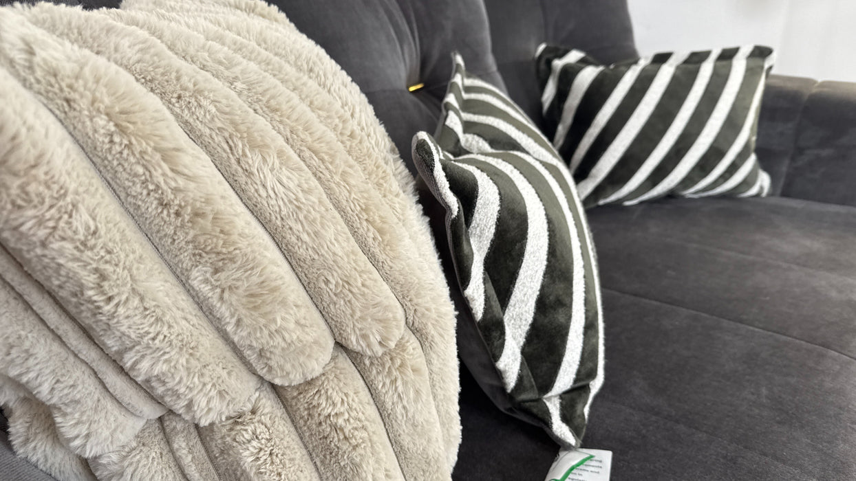 Sofology The Oscar 2 Seater Fabric Sofa in Fine Textured Chenille Grey Mix