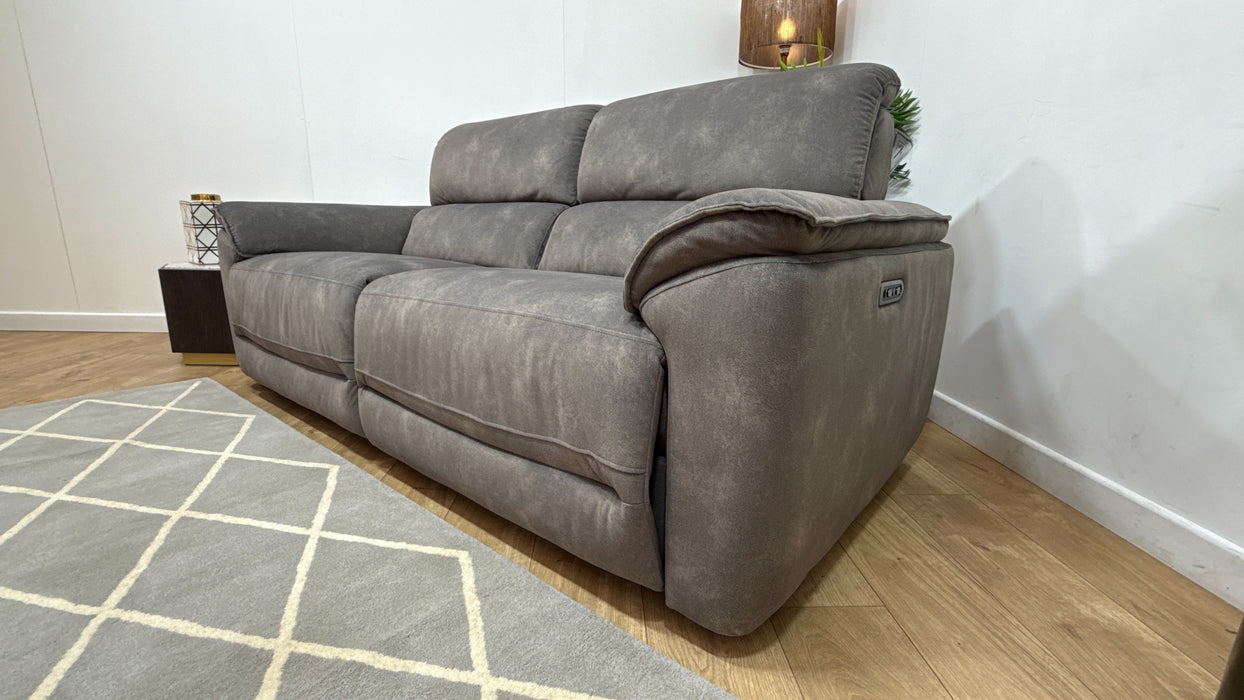 Sofology Hugo Fabric 2.5 Seater Power Recliner/Headrest in Lifestyle Flecked Mocha