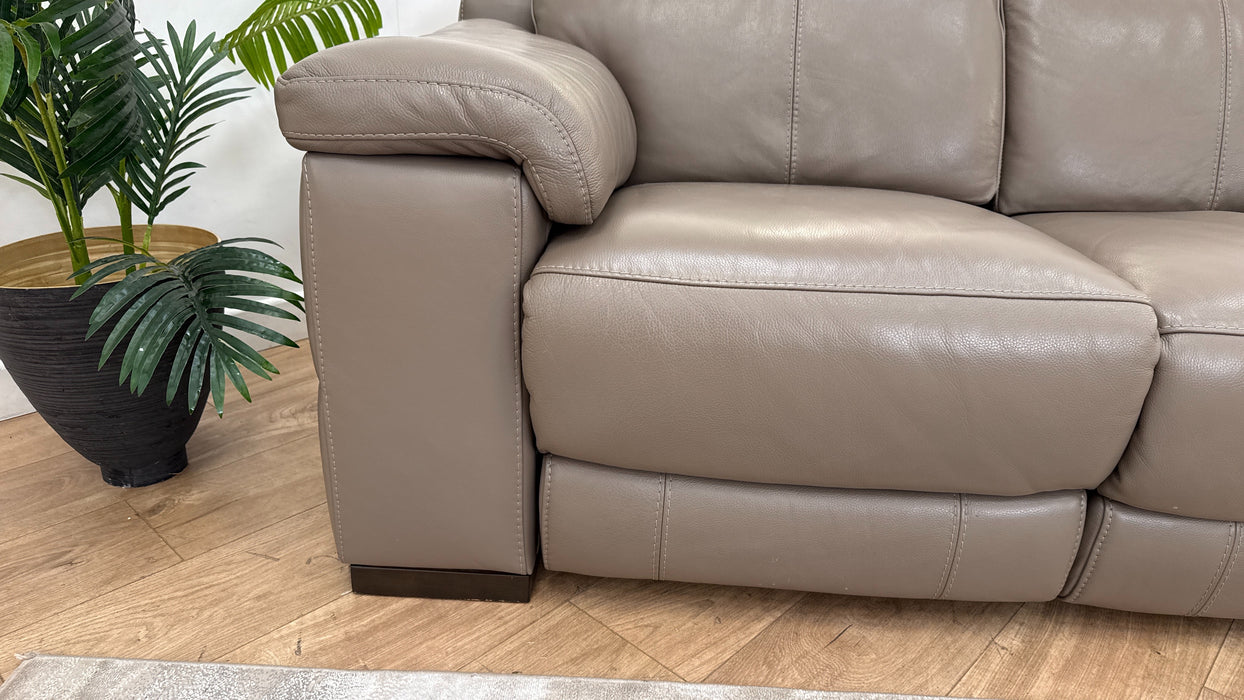 Sofology Laurence Leather 2 Seater Power Recliner/Headrest in Le Mans Taupe