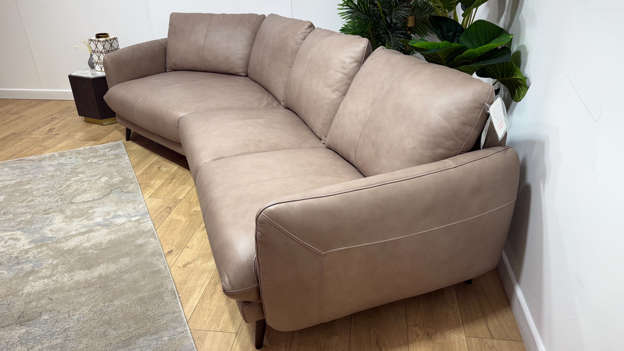 Sofology Adler Leather Asymmetric 4 Seater in Relaxed Soft Stone