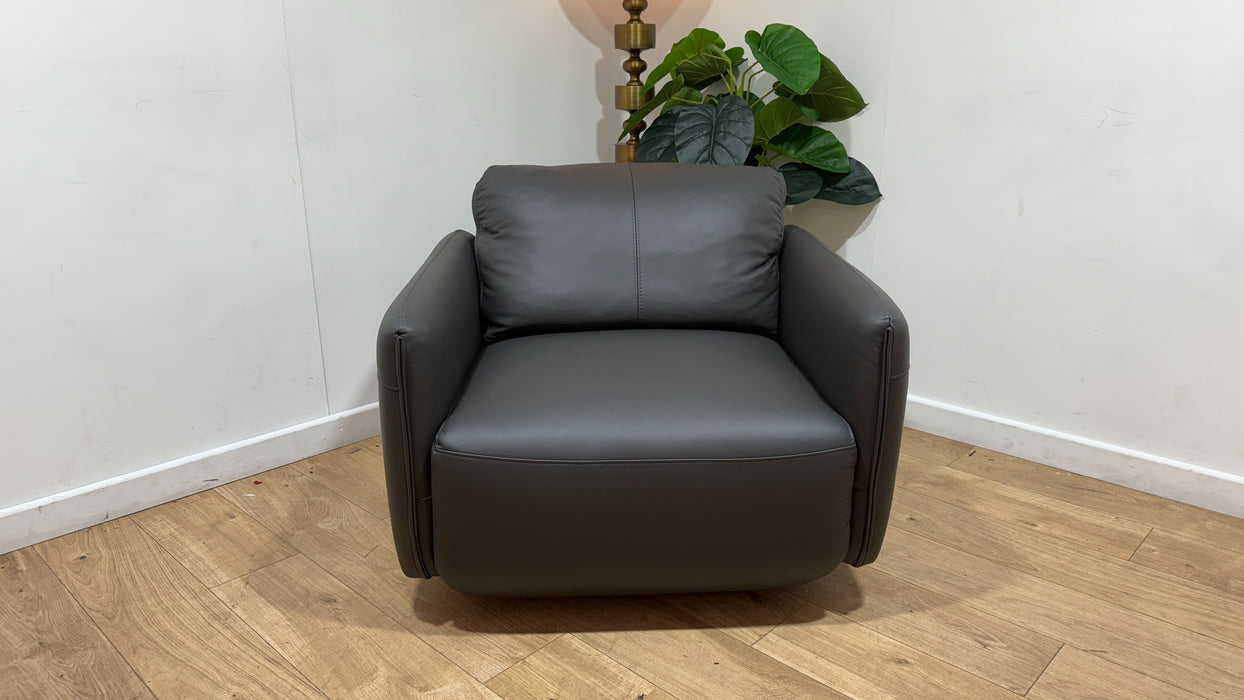 Sofology Tessuto Leather Accent Swivel Chair in Trusty-Matt Charcoal