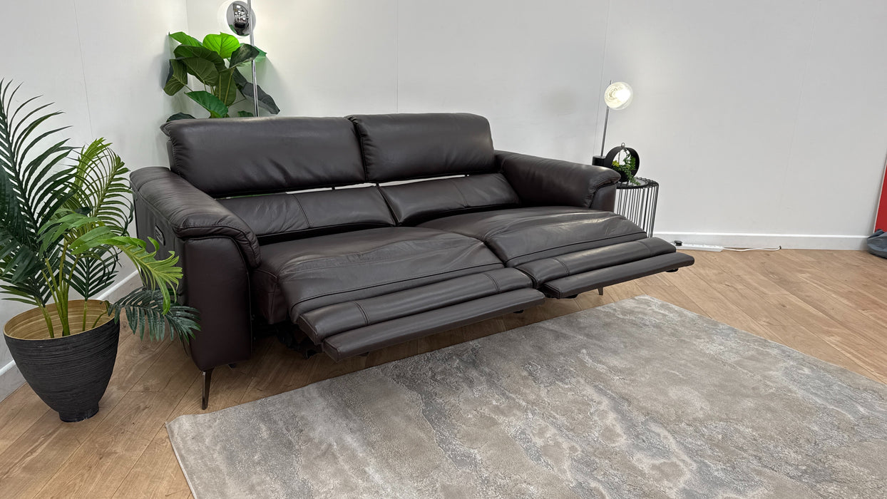 Sofology Illinois 3 Seater Leather Recliner in Brown