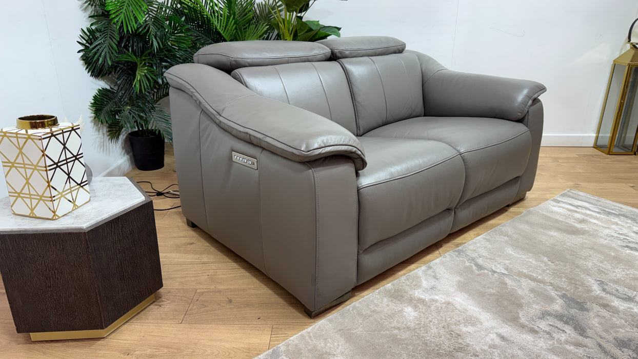 Sofology Carrera Leather 2 Seater Power Recliner/Headrest in Trusty Embossed Elephant