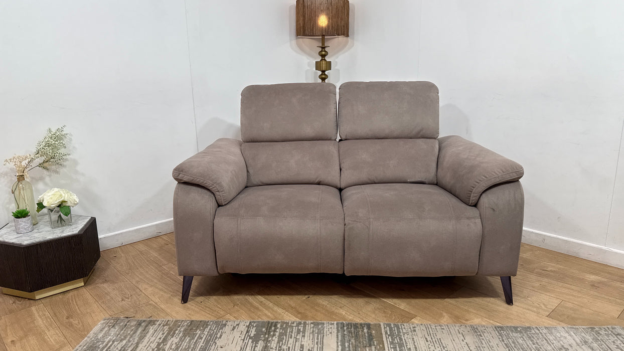 Sofology Bailey Fabric 2 Seater Power Recliner/Headrest in Lifestyle Flecked Nutmeg