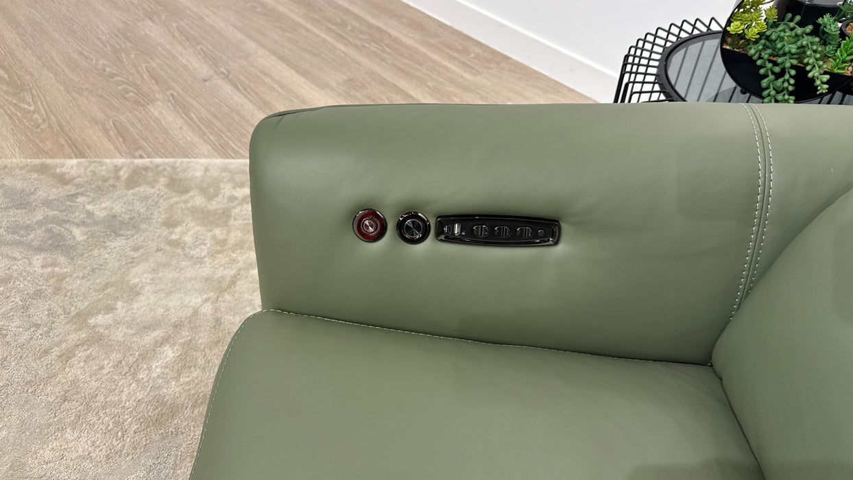 Sofology Elara Power Recliner Chair With Head rest, Heated Seat & Speakers In Sage Green