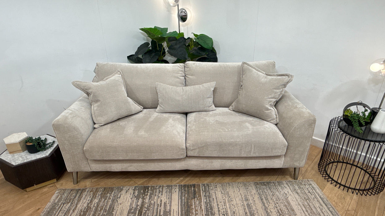 Sofology Mayfair Fabric 3 Seater Foam Seats in Soft Chenille Linen
