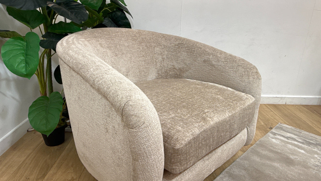 Sofology Westwood Fabric Swivel Chair in Teddy Chenille Natural Mix