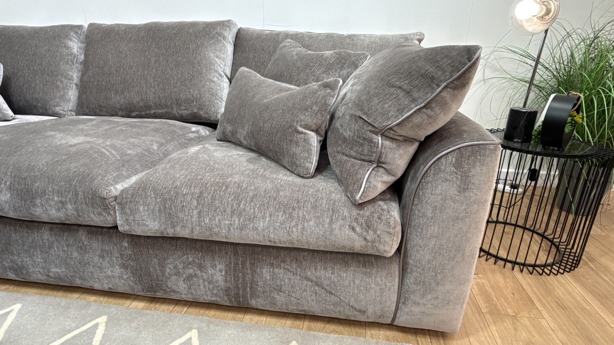 Sofology Georgio Fabric 3 Corner 3 Feather Flex Seats in Luxury Deep Pile Chenille Grey Mix