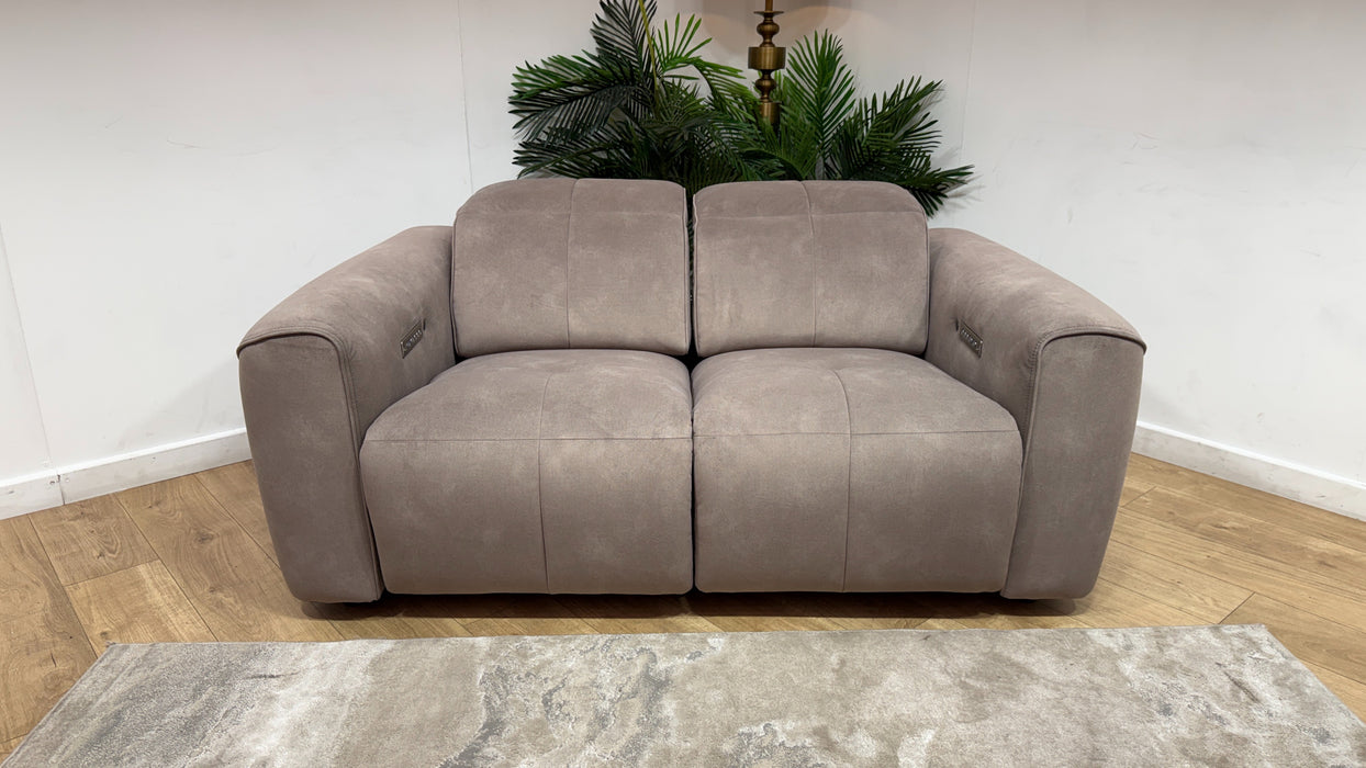 Sofology Riviera Fabric 2 Seater Power Recliner/Headrest Heated Seats in Lifestyle Flecked Nutmeg